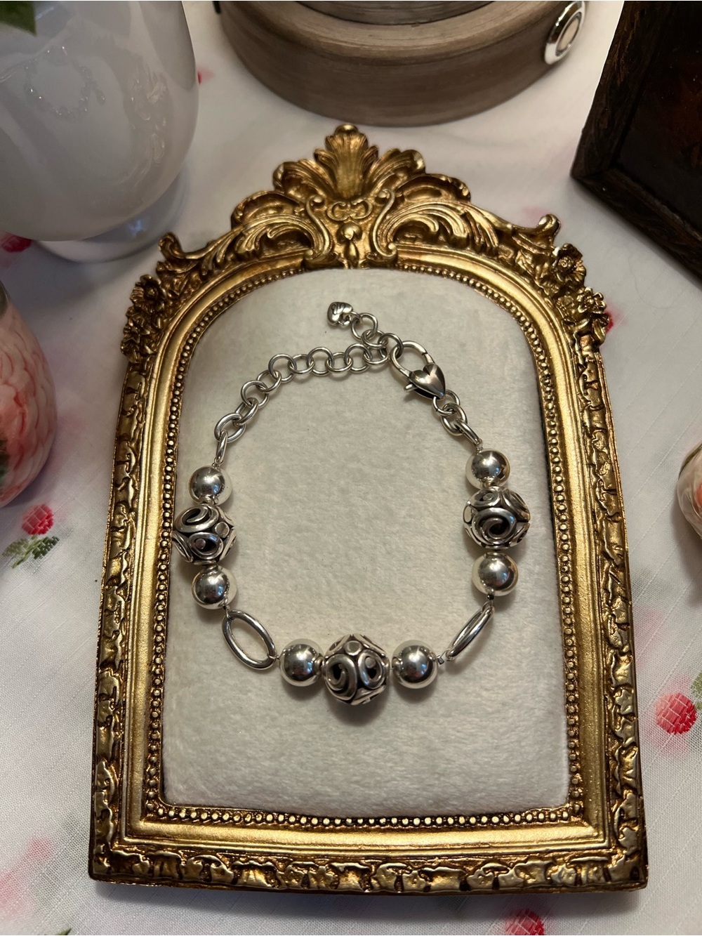Brighton Silver Beaded Filigree Bracelet